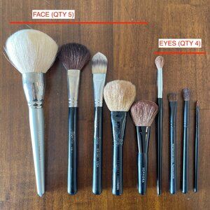 9 makeup brushes Sephora Ben Nye Sigma for face and eyes powder shadow brush